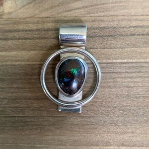 Opal and sterling pendant signed